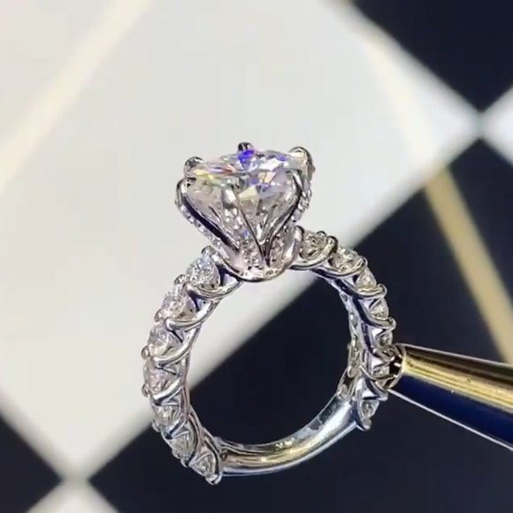 💝 Luxury Large Round Gemstone Anillos Bling Bling Zircon Rings for Women PD190 - Picture 8 of 8